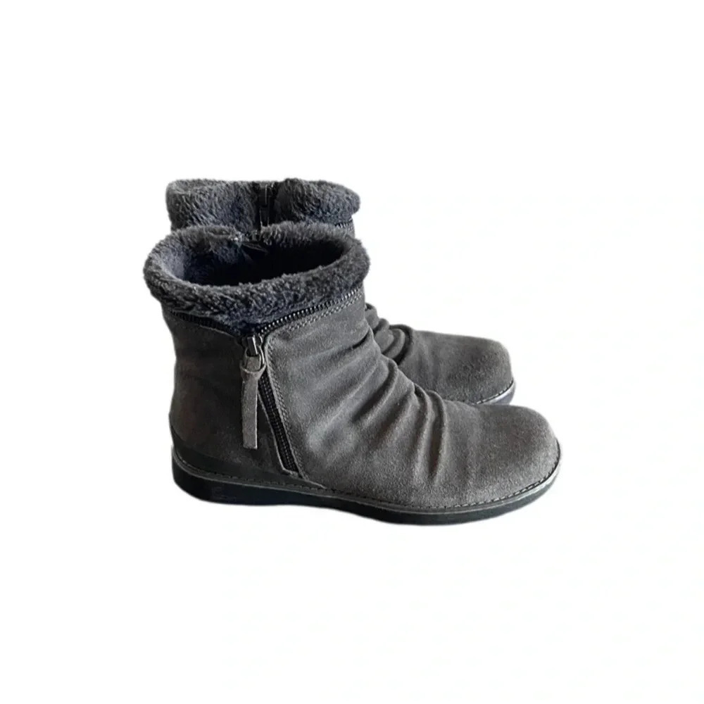 BareTraps Gray Suede Leather Faux Fur Larkspur Women’s Ankle Boots 7M - Picture 3 of 15
